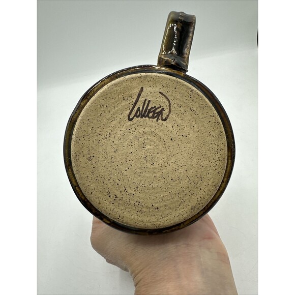 Pottery Coffee Mug Handmade Signed Colleen Brown Glazed Large Handle - Picture 10 of 15